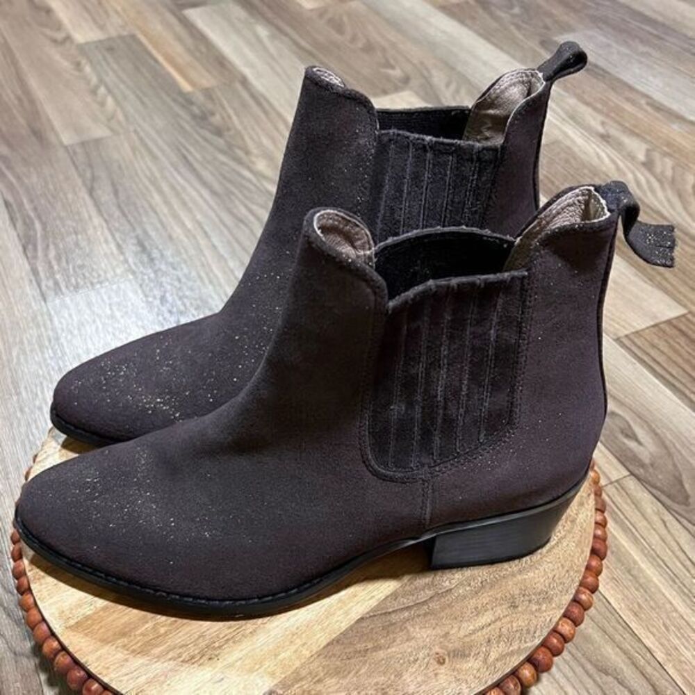 Anthropologie Women's Glitter Metallic Chelsea Boots Brown/Gold Size‎ 7.5